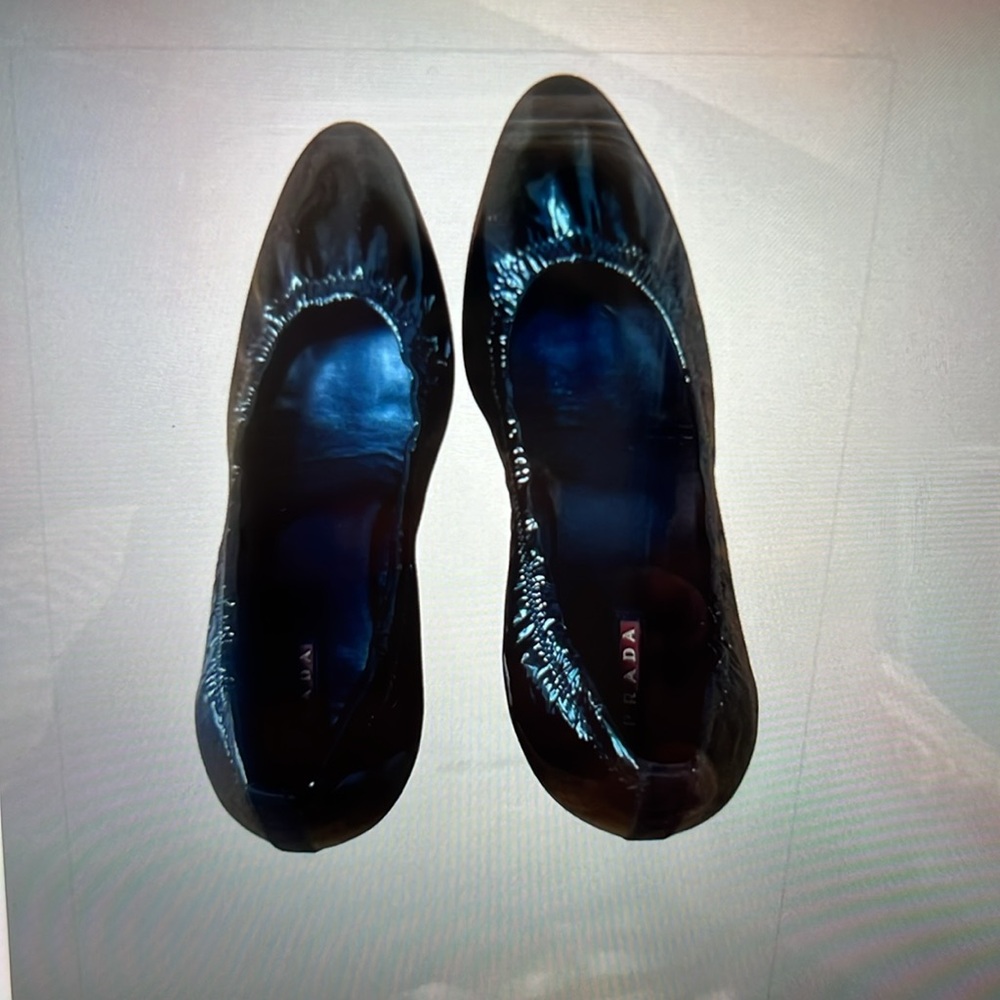 Prada Black Patent Leather Kitten Heels shoes Size 8.5 - Picture 5 of 6